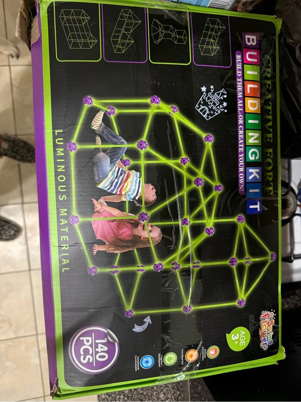 Building Kit Kids Fort Toy - Luminous Green Playhouse Set